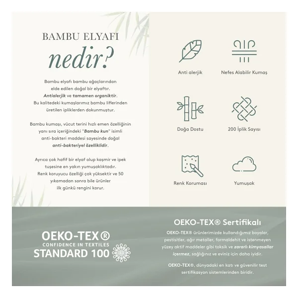 Chakra Solid Bambu Bornoz - Görsel 6