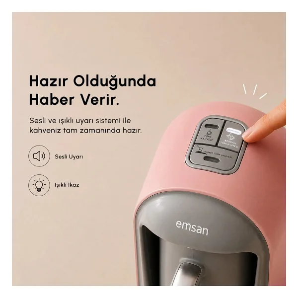 Emsan Kumda Pearly Pink Türk Kahve Makinesi - Görsel 6