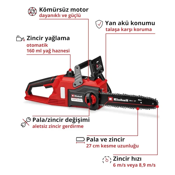 Einhell Fortexxa 18/30 + Ge-Gs 18/150 Li Akülü Ağaç Kesme Ve Dal Kesme Seti (4,0 Ah Akü Ve Şarj Cihazı Dahildir) - Görsel 3