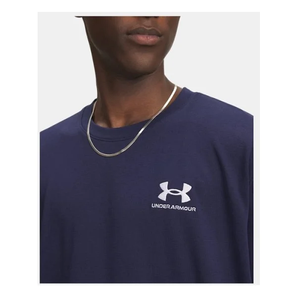 Under Armour Heavyweight 1373997-411 Lacivert Kısa Kollu Bisiklet Yaka Erkek Tişört - Görsel 3