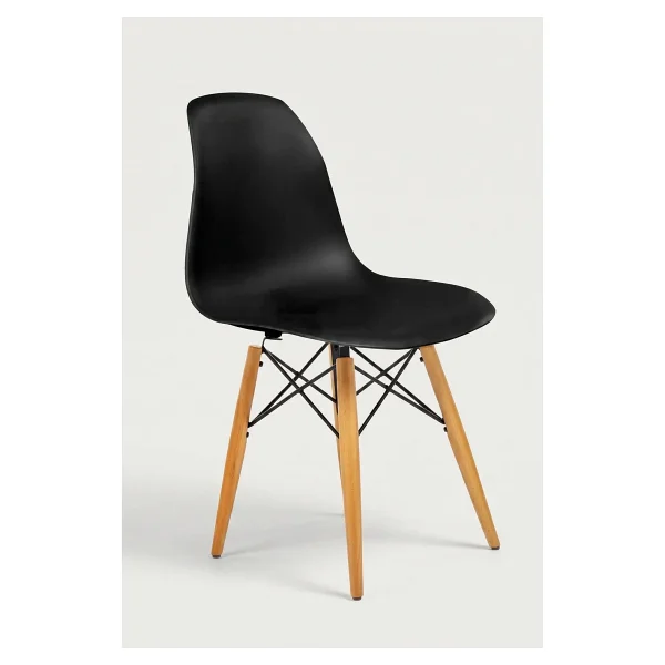 Seduna Siyah Eames Sandalye - Natural Ahşap Ayaklı - Görsel 9