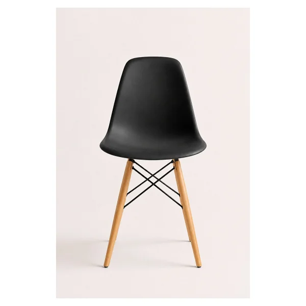 Seduna Siyah Eames Sandalye - Natural Ahşap Ayaklı - Görsel 2