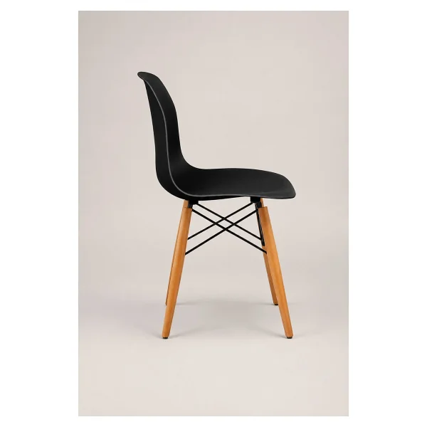 Seduna Siyah Eames Sandalye - Natural Ahşap Ayaklı - Görsel 5