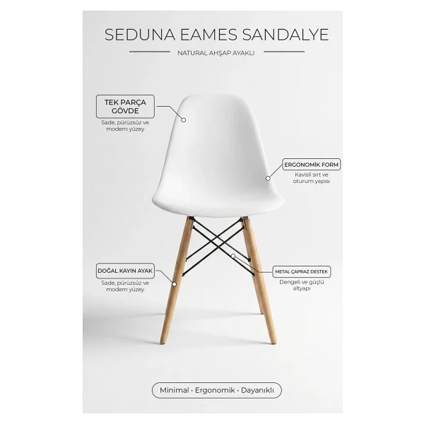 Seduna Eames Sandalye 4 Adet - Görsel 3