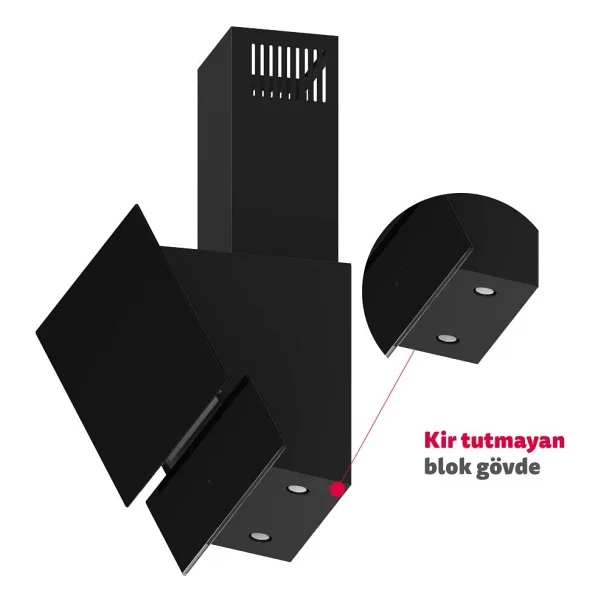 Simfer 8703 60 Cm Siyah Duvar Tipi Davlumbaz - Görsel 3