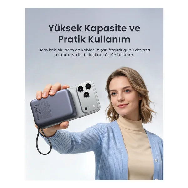Ugreen Zapix 55450b 20000 mAh Hızlı Şarj Magsafe Powerbank - Görsel 2
