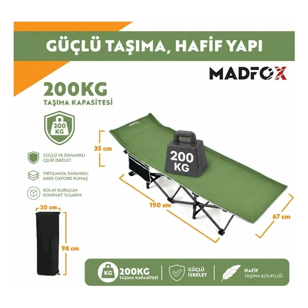 Madfox Steelrest Çelik Katlanır Kamp Yatağı Kampet Yeşil - Görsel 4