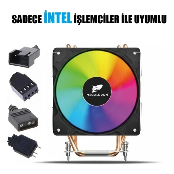 Megalodon Tw120 6 Bakır Borulu Argb Kule Tipi İşlemci Soğutucu CPU Fanı Sadece İntel İşlemciler İçin - Görsel 6