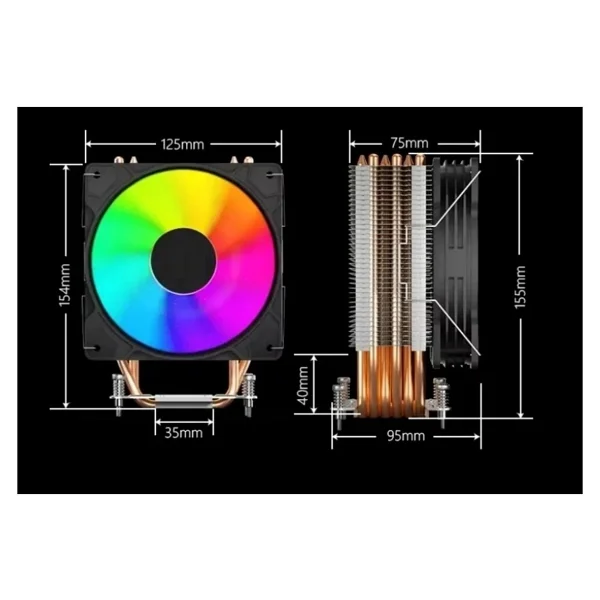 Megalodon Tw120 6 Bakır Borulu Argb Kule Tipi İşlemci Soğutucu CPU Fanı Sadece İntel İşlemciler İçin - Görsel 5