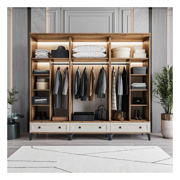 Monzıo Karin 6 Kapaklı Çekmeceli Gardırop Tamamı Mdf - Görsel 3