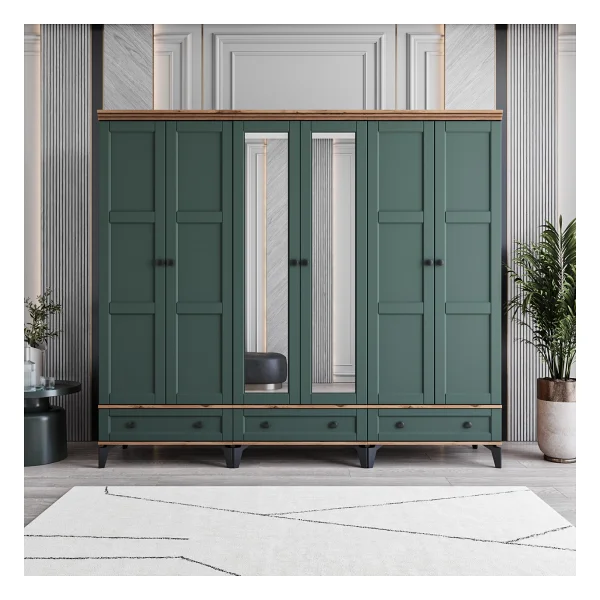 Monzıo Karin 6 Kapaklı Çekmeceli Gardırop Tamamı Mdf - Görsel 8
