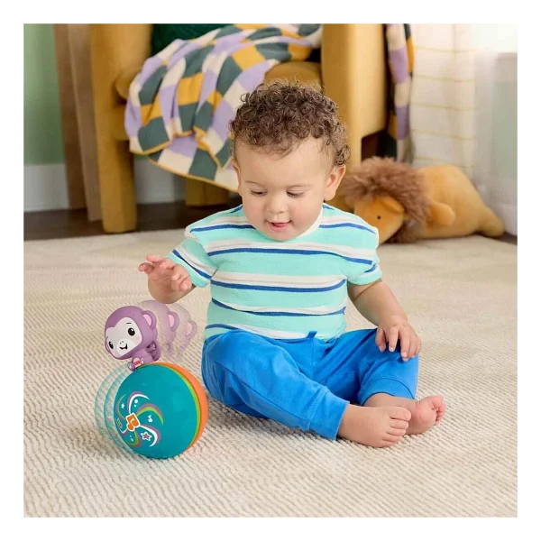 Fisher Price Emekleme Arkadaşı Müzikli Mor Maymun Jlb95 - Görsel 6