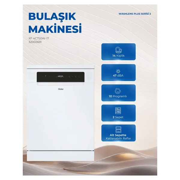 Haier Xf 4c7s0w-17 10 Programlı Bulaşık Makinesi - Görsel 4