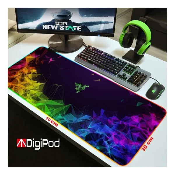 Digipod RGB Oyuncu Mousepad RGB Gaming 70 X 30 Oyuncu Mouse Pad Kaymaz Taban 4mm - Görsel 3