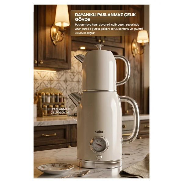 Sinbo Retro STM-5849 1500 W Çelik Çay Makinesi - Görsel 3