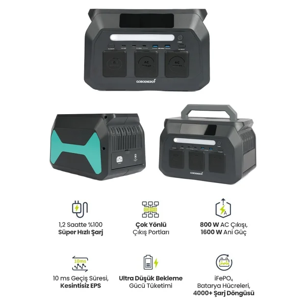 Gobo Energy P800 512 Wh 800 W Taşınabilir Güç Kaynağı - Görsel 8
