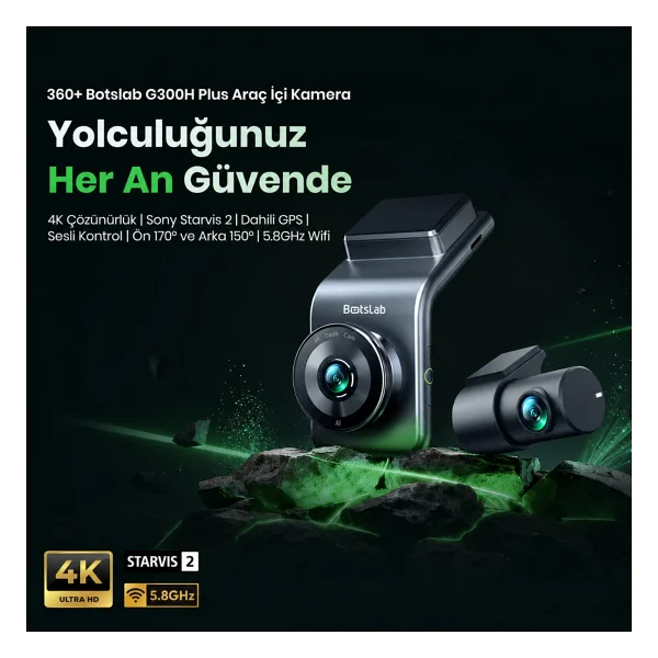 Botslab 360+ G300h Plus 4K Ön Ve Arka Araç Kamerası Seti - Görsel 3