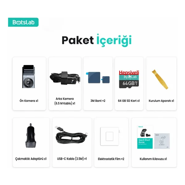 Botslab 360+ G300h Plus 4K Ön Ve Arka Araç Kamerası Seti - Görsel 8