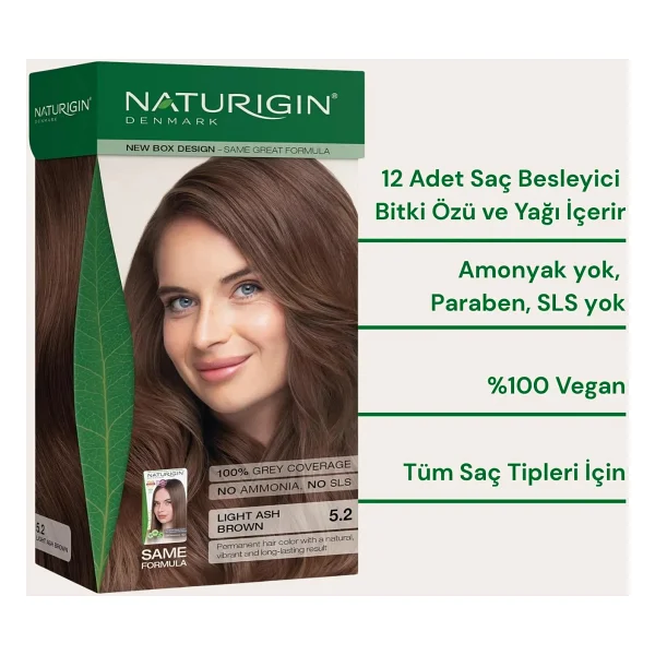 Naturigin Organik Içerikli Saç Boyası 5.2 Açık Küllü Kumral - Görsel 2