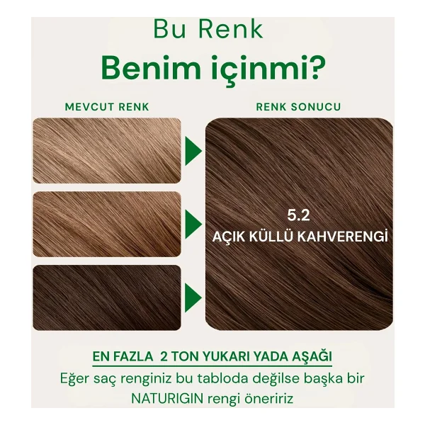 Naturigin Organik Içerikli Saç Boyası 5.2 Açık Küllü Kumral - Görsel 5