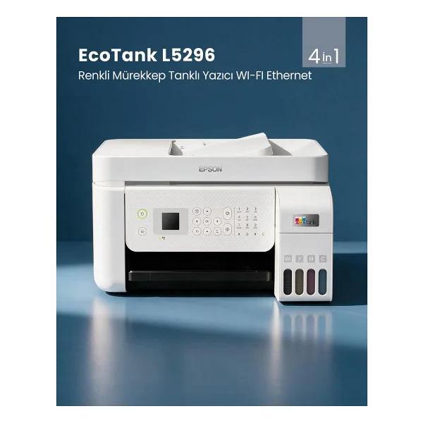 Epson Ecotank L5296 Wi-Fi + Tarayıcı + Fotokopi + Faks Renkli Çok Fonksiyonlu Tanklı Mürekkep Püskürtmeli Yazıcı - Görsel 3