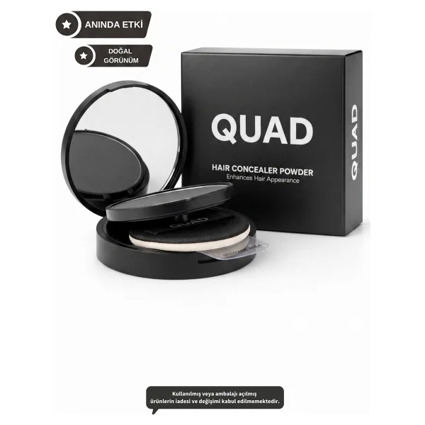 Quad Siyah Saç & Sakal Toz Kapatıcı Dolgunlaştırıcı Pudra - Doğal Topik Etki 10gr - Görsel 2