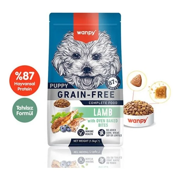 Wanpy Tahılsız Kuzu Etli 1.5 kg Yavru Köpek Maması - Görsel 4