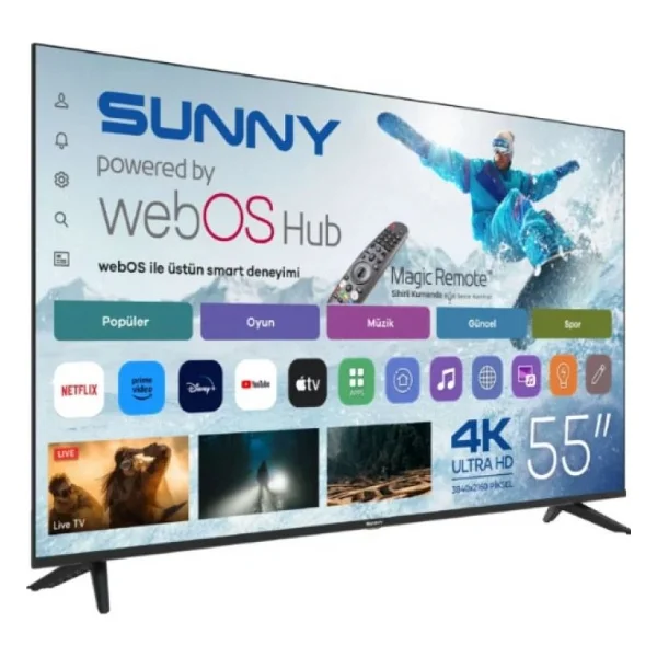 Sunny Sn55quprl-W02m 4K Ultra HD 55" 140 Ekran Uydu Alıcılı Webos Smart QLED TV - Görsel 2
