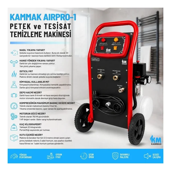 Kammak Airpro-1 Tek Yönlü Kompresörlü Petek Temizleme Makinesi - Görsel 6