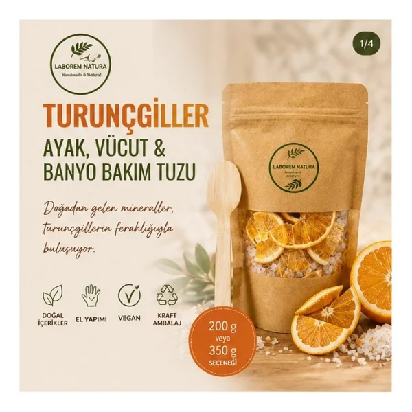 Laborem Natura Turunçgiller Çok Amaçlı Banyo, Ayak Ve Vücut Tuzu Mineralli Rahatlatıcı Bakım Tuzu 200 Gr - Görsel 8