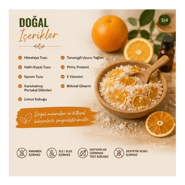 Laborem Natura Turunçgiller Çok Amaçlı Banyo, Ayak Ve Vücut Tuzu Mineralli Rahatlatıcı Bakım Tuzu 200 Gr - Görsel 2