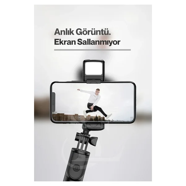 LED Işıklı Selfie Çubuğu Bluetooth Kumandalı Kablosuz Tripot Selfie Monopod Selfie Stick Siyah - Görsel 6