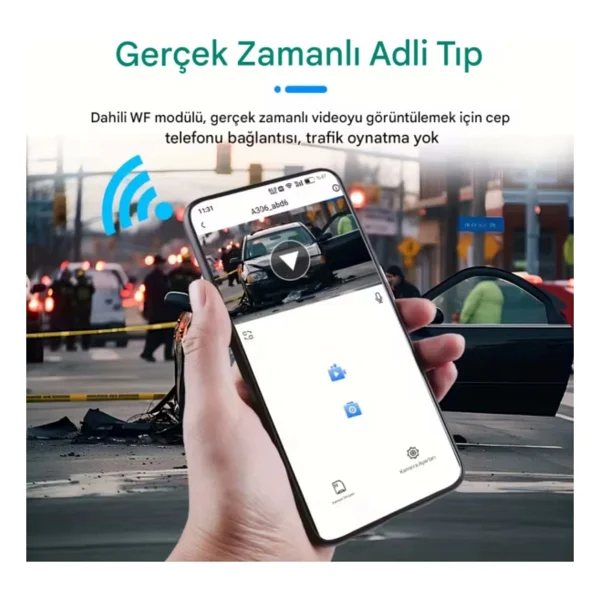A-98 Wi-Fi Full HD 3 Kameralı Araç Içi Güvenlik Kamerası + Park Modu Kablosu Ön-Arka-Iç Kayıt,Dashcam - Görsel 2