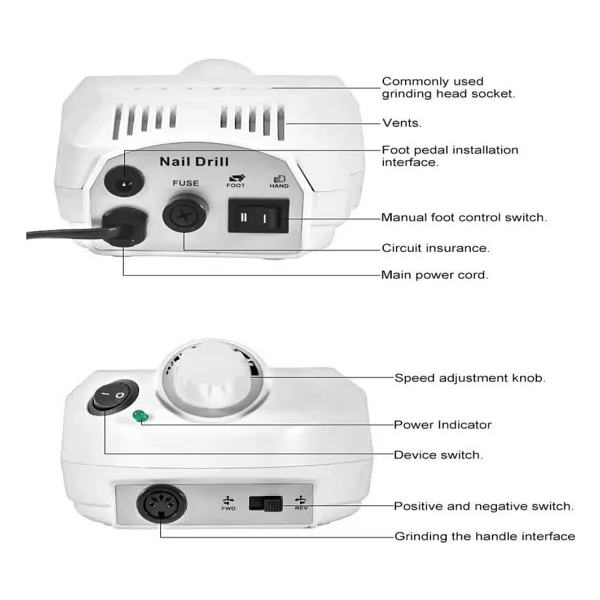Elektrikli Profesyonel Freze Tırnak Törpü Manikür Pedikür Makinesi Nail 85w 35000 Rpm - Görsel 3