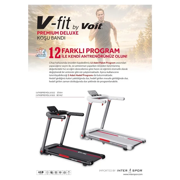 Vfit By Premium Delux Koşu Bandı, 20 Kademe Eğim, Brushless, Katlanabilir, 15 Km/S, Bluetooth - Görsel 4