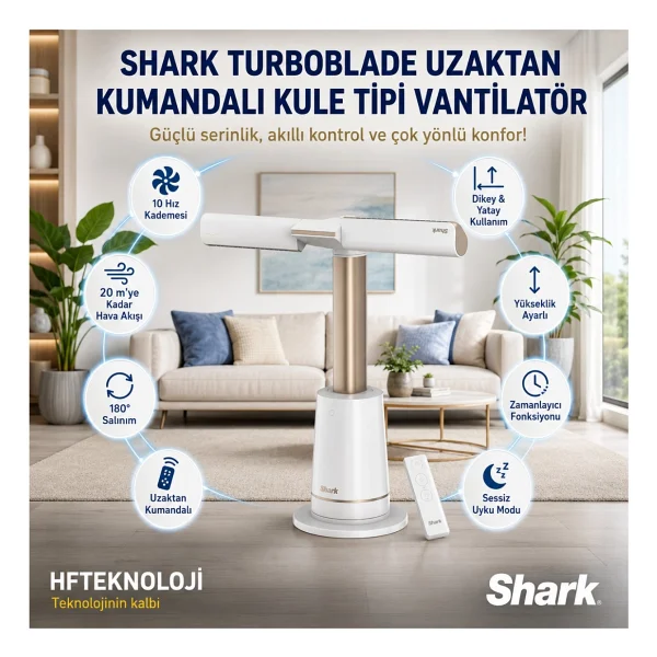 Shark Turboblade Cool+Heat Uzaktan Kumandalı Kule Tipi Vantilatör - Görsel 9