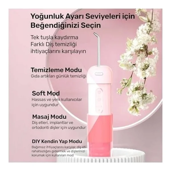 Npo Nicefeel Fc5170 Mini Taşınabilir,Şarjlı, Diş Teli/Protez Bakım Ve Profesyonel Ağız Duşu (Pembe) - Option-1 - (Cleareyelets)Black-Radiantorchid - Görsel 3