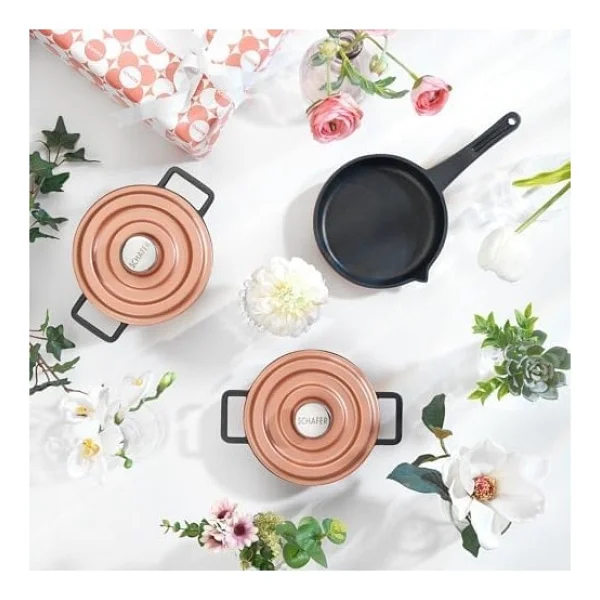 Schafer Pro Cast Rosegold 5 Parça Mini Döküm Tencere Seti - Görsel 3