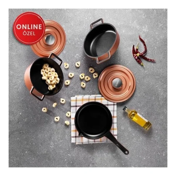 Schafer Pro Cast Rosegold 5 Parça Mini Döküm Tencere Seti - Görsel 4