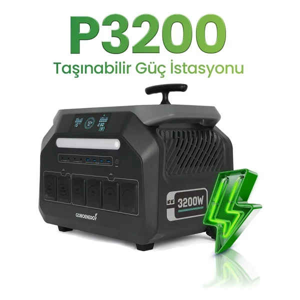 Goboenergy P3200 2048Wh Lifepo4 3200W Max. Taşınabilir Güç İstasyonu,Güç Kaynağı - Görsel 2