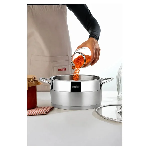 Nehir Silver Mat Trend 20 Cm Derin Çelik Tencere - Görsel 4