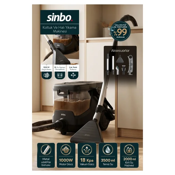 Sinbo Scc-7609 Siyah Koltuk Ve Halı Yıkama Makinesi - Görsel 10