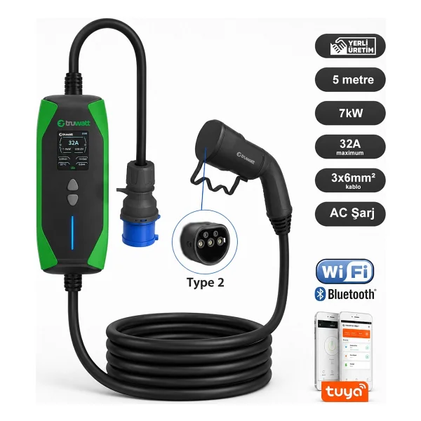 Truwatt Zt305 7 Kw 5 M Taşınabilir Elektrikli Araç Şarj İstasyonu - Görsel 7