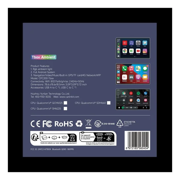 Carlinkit Tbox Max Ambient 8 GB + 128 GB Carplay Dönüştürücü - Görsel 5
