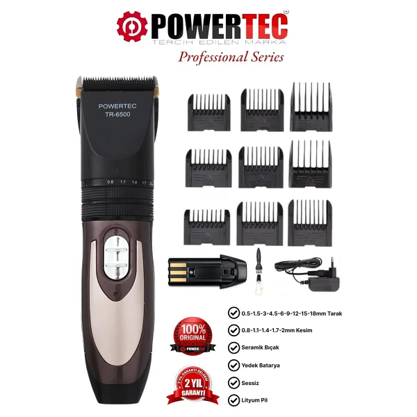 Powertec Tr-6500 Çift Bataryalı Saç Kesme Makinesi - Görsel 9