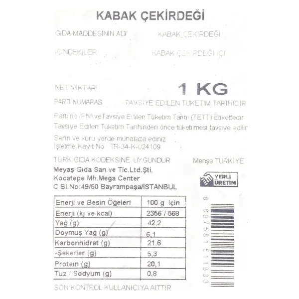 Kabak Çekirdeği Içi 1 Kg Kabak Çekirdeği Içi 1 Kg - Görsel 2