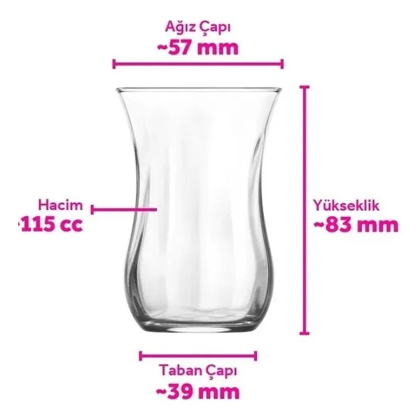 Lav Klasik Cam Çay Bardağı 6 Kişilik 115 Ml - Görsel 3