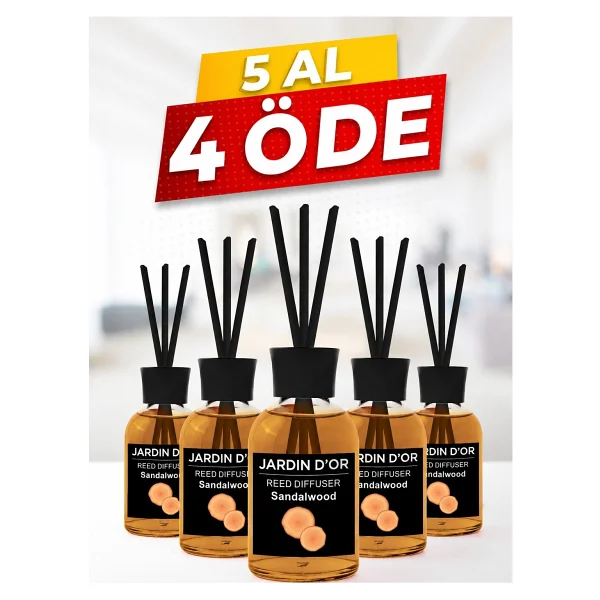 5 Al 4 Öde Sandal Ağacı Çubuklu Oda Kokusu 50 Ml / Sandalwood Reed Dıffuser 50 Ml - Görsel 3