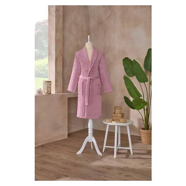 Özdilek Colourist Pembe Şal Yaka Bornoz - Görsel 4