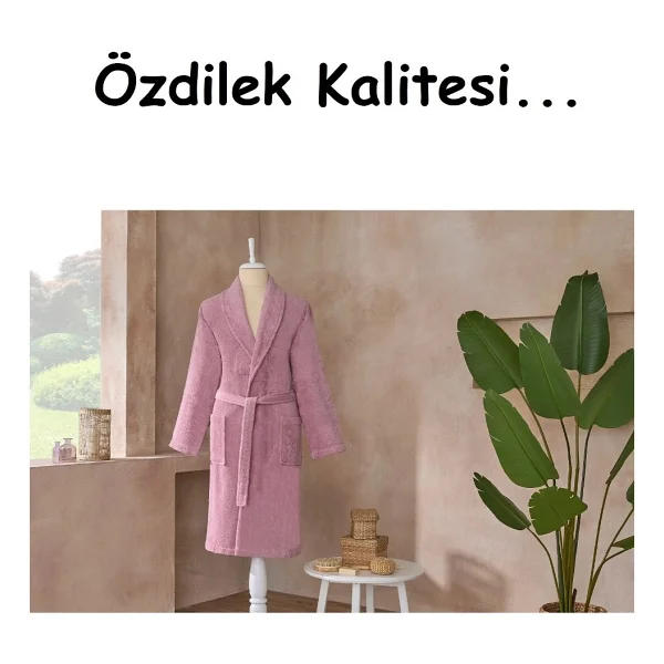 Özdilek Colourist Pembe Şal Yaka Bornoz - Görsel 3